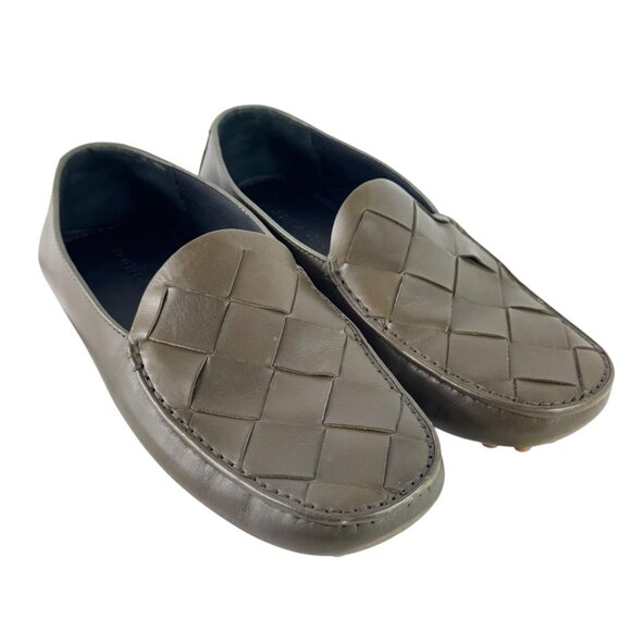 BOTTEGA VENETA Khaki Green Douglas Driver Loafers Intrecciato Woven 39.5- 6.5US - Picture 4 of 11